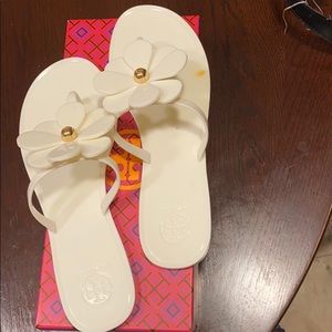 Jelly White Pearl authentic Tory Burch flip flops.
